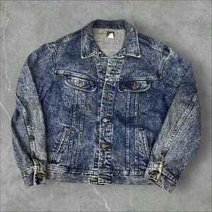 Vintage Lee Denim Jacket Mens XL Blue Acid Wash PATD 153438 Trucker Riders 101 J